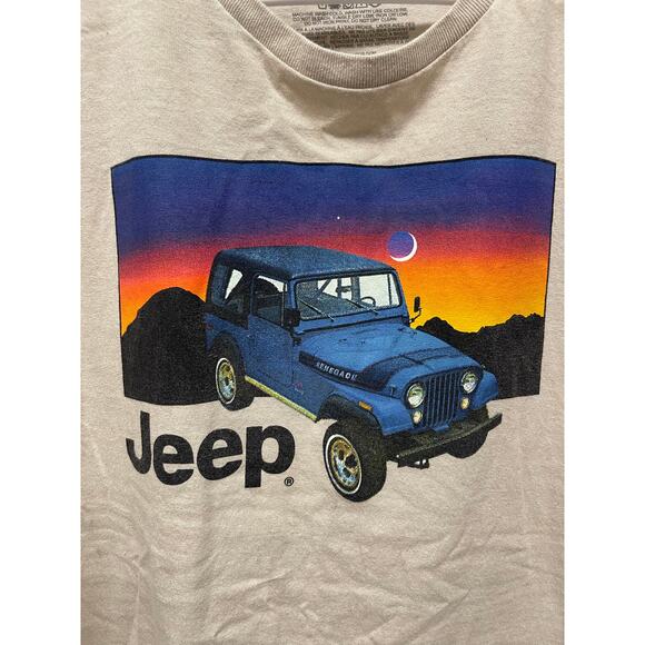 Jeep Graphic cotton T-shirt Tee Tan with front jeep graphic size large - Picture 3 of 5